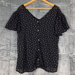 Womens Top 1X Whimsygoth Fairy Grunge Goth Sheer Hearts Dark Romantic‎ Feminine